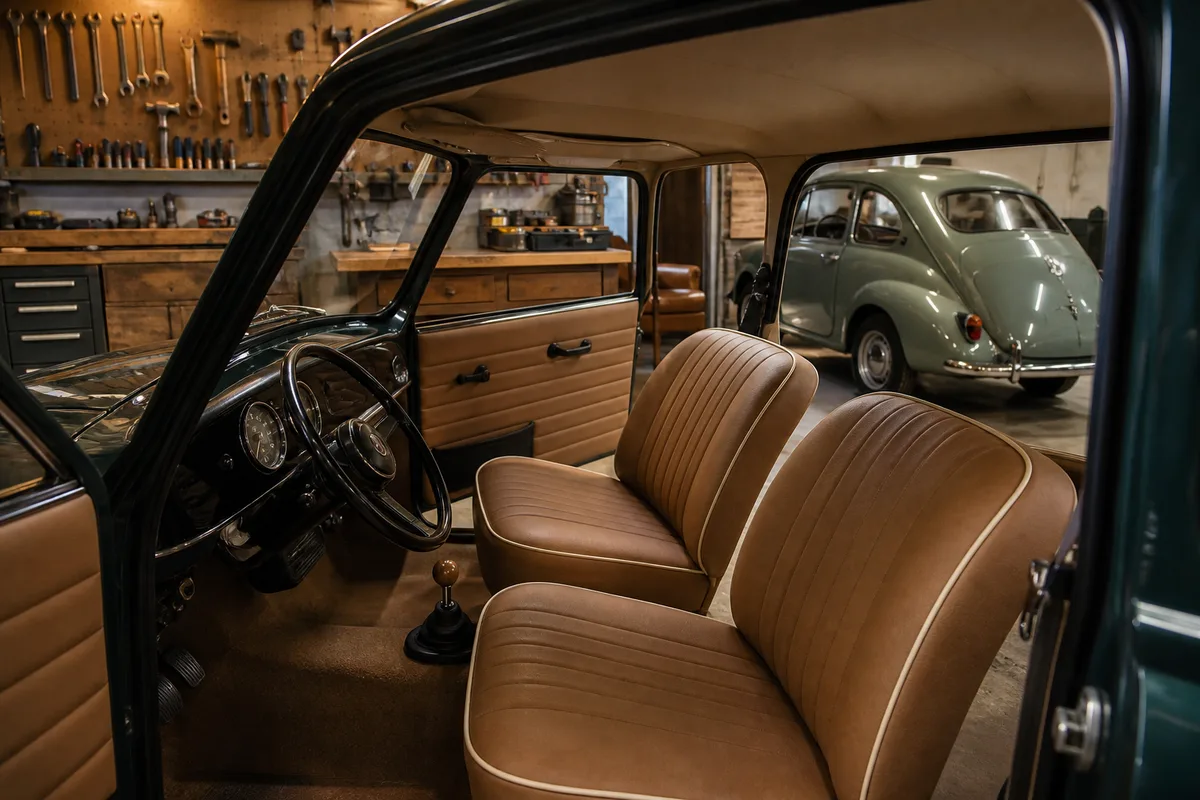 Intérieur de Mini classique avec sièges et panneaux de portes refaits